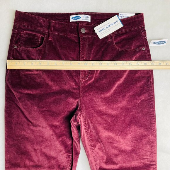 Old Navy Womens Burgundy Secret Slim Pocket Rockstar Super Skinny Pants Size 14 - Picture 3 of 7